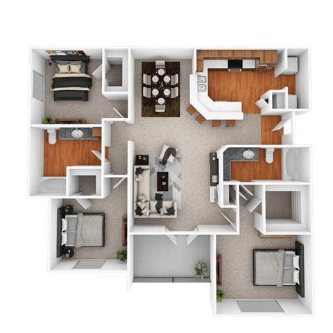 a 3d rendering of the clubhouse floor plan